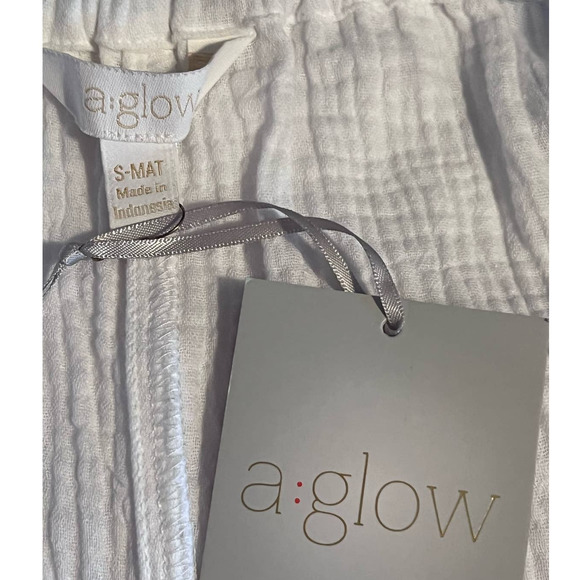 A:glow Womens Double Weave Strappy Elastic Tie Tunic Tank Bright White Sz S NWT - Picture 5 of 6